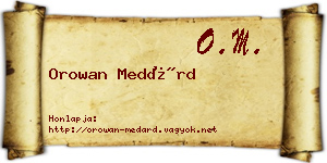 Orowan Medárd névjegykártya